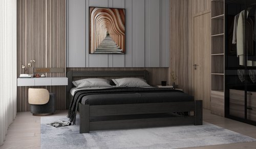 Ліжко Stemma Честер 140х200, з шухлядами, колір Горіх темний