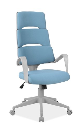 Крісло поворотне Q-889 блакитна тканина / сірий каркас