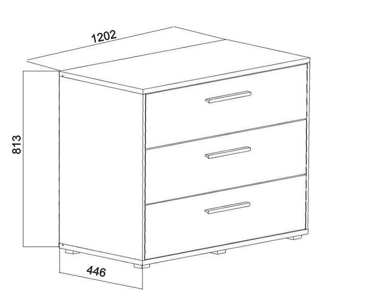 Комод 3ш Пріма 1202x813x446 білий лак