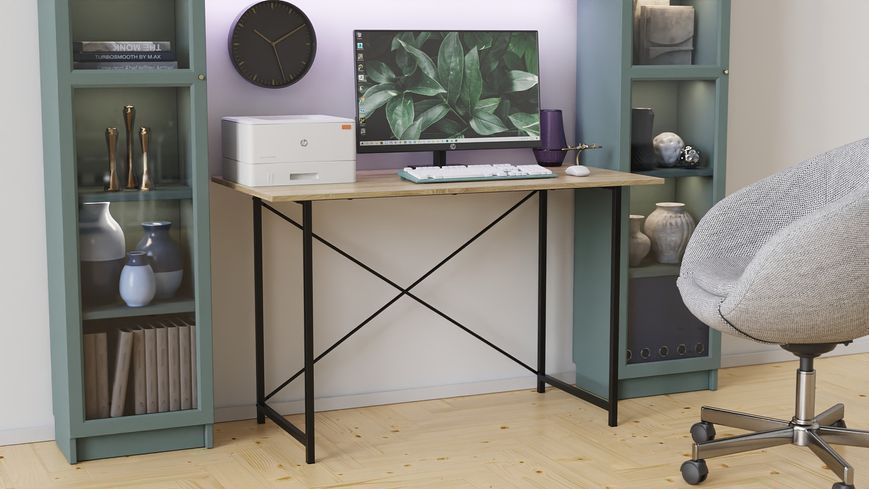 Стол письменный Line Лайт Ferrum-decor 750x1200x500 Черный металл ДСП Дуб Сонома 16 мм (LINE118)