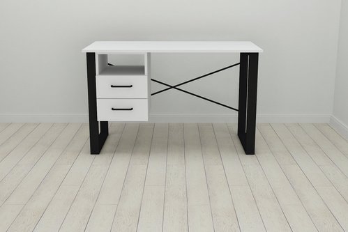 Письмовий стіл з ящиками Ferrum-decor Оскар 750x1400x700 метал Чорний ДСП Біле 16 мм (OSK0064)