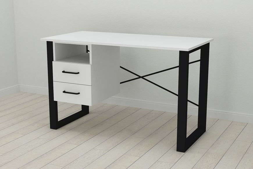 Письменный стол с ящиками Ferrum-decor Оскар 750x1400x700 металл Черный ДСП Белое 16 мм (OSK0064)