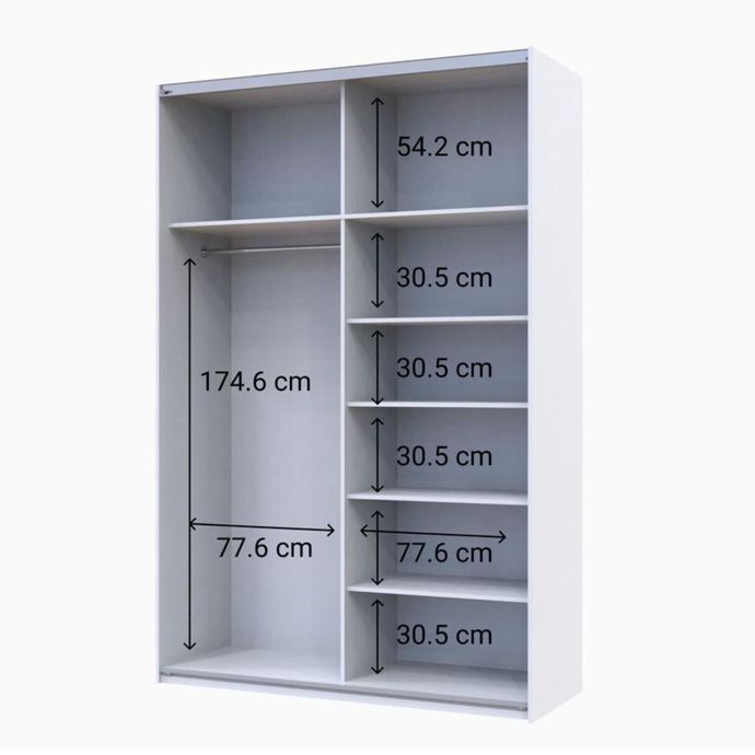 Шафа-купе Doros G-Caiser Білий 2 Дзеркала / 3 частини 160х60х240 (42002102)