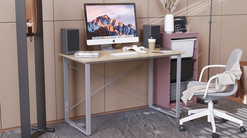 Компьютерный стол Ferrum-decor Дейв 75x140x60 серый ДСП Дуб Сонома 16мм