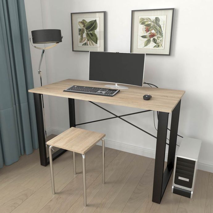 Письмовий стіл Ferrum-decor Драйв 750x1000x600 Чорний метал ДСП Дуб Сонома 16 мм (DRA004)
