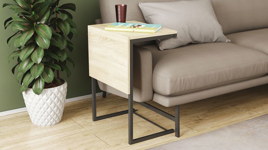 Стіл журнальний приставний Террі Комбо Ferrum-decor 345x662x440 Чорний метал ДСП Дуб Сонома 16 мм (TERRIK004)