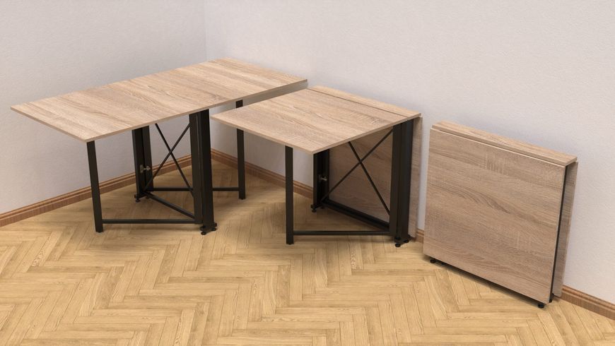Стіл-книжка трансформер Оріон 2 Ferrum-decor 750x1520x730 Чорний метал ДСП Дуб Сонома 16 мм (ORI204)