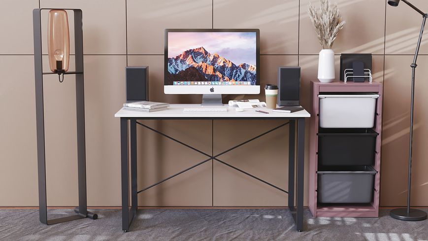 Компьютерный стол Ferrum-decor Дейв 75x120x60 черный ДСП Белое 16мм