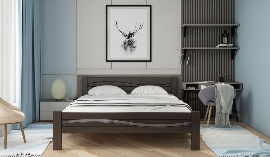 Ліжко Stemma Хвиля 180х200, з шухлядами, колір Горіх темний