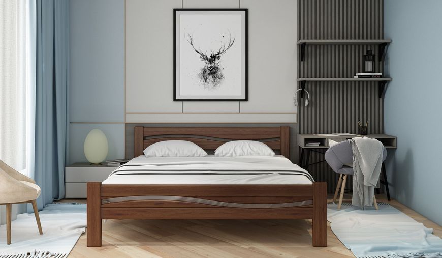 Ліжко Stemma Хвиля 140х200, з шухлядами, колір Горіх темний