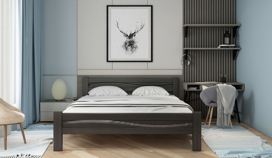 Ліжко Stemma Хвиля 160х200, з шухлядами, колір Горіх темний