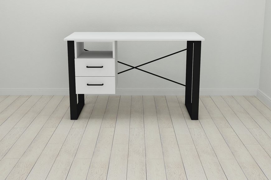 Письмовий стіл з ящиками Ferrum-decor Оскар 750x1400x600 метал Чорний ДСП Біле 16 мм (OSK0022)