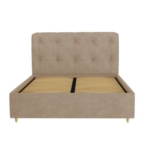 Кровать с подъемным механизмом Ridne TUT Эмели Премиум 160x200, тк.1 СМТ Polo 02 Светло-бежевый ножки бук
