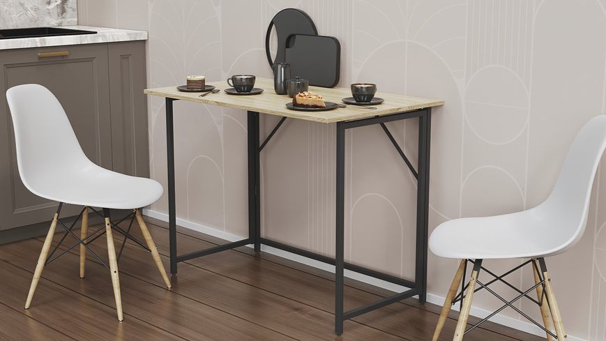 Стіл розкладний Моріс Ferrum-decor 750x1000x600 Чорний метал ДСП Дуб Сонома 16 мм (MORI004)