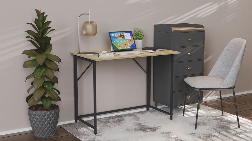 Стіл розкладний Моріс Ferrum-decor 750x1000x600 Чорний метал ДСП Дуб Сонома 16 мм (MORI004)