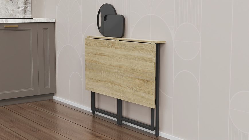 Стіл розкладний Моріс Ferrum-decor 750x1000x600 Чорний метал ДСП Дуб Сонома 16 мм (MORI004)