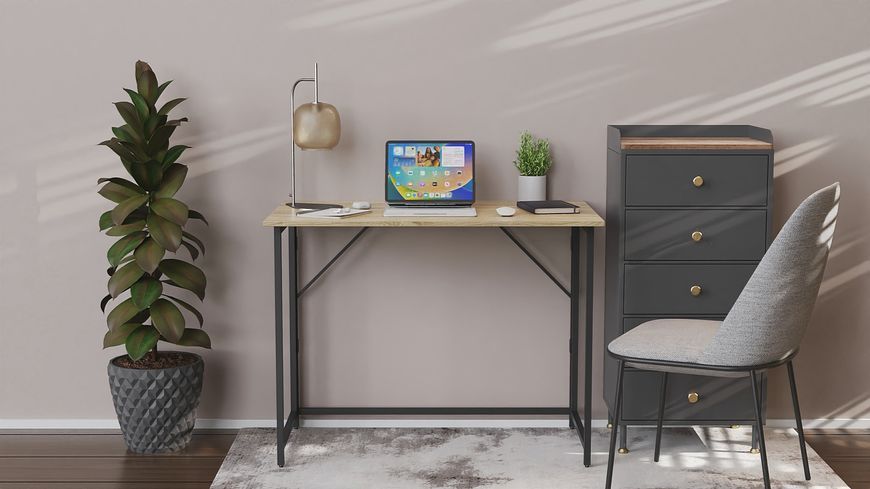 Стіл розкладний Моріс Ferrum-decor 750x1000x600 Чорний метал ДСП Дуб Сонома 16 мм (MORI004)