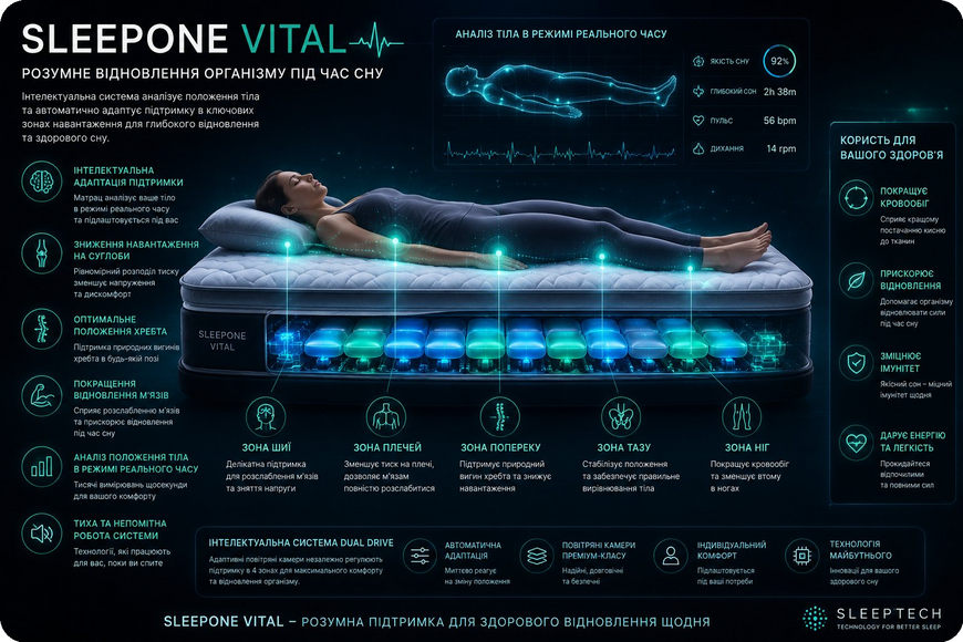 Матрац зі штучним інтелектом SleepOne Vital