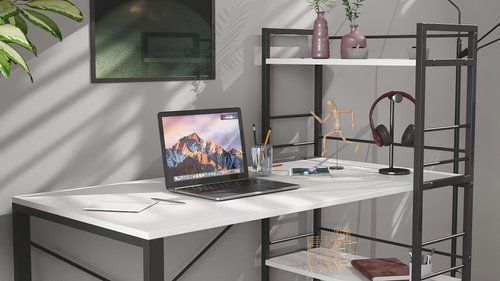 Письменный стол Ferrum-decor Серии Конект c этажеркой 75x120x60 черный ДСП Белое 16мм (XK00181)
