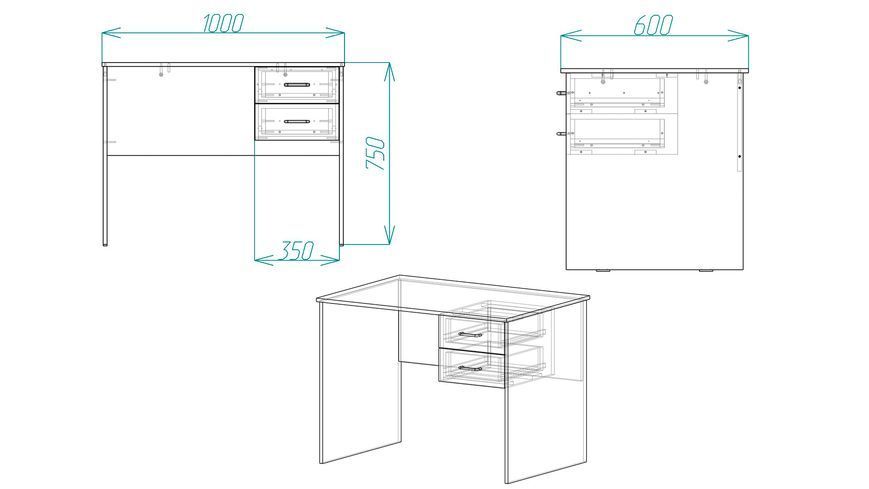 Стол компьютерный Винсент Ferrum-decor 750x1000x600 ДСП Дуб Сонома 16 мм (ST404)