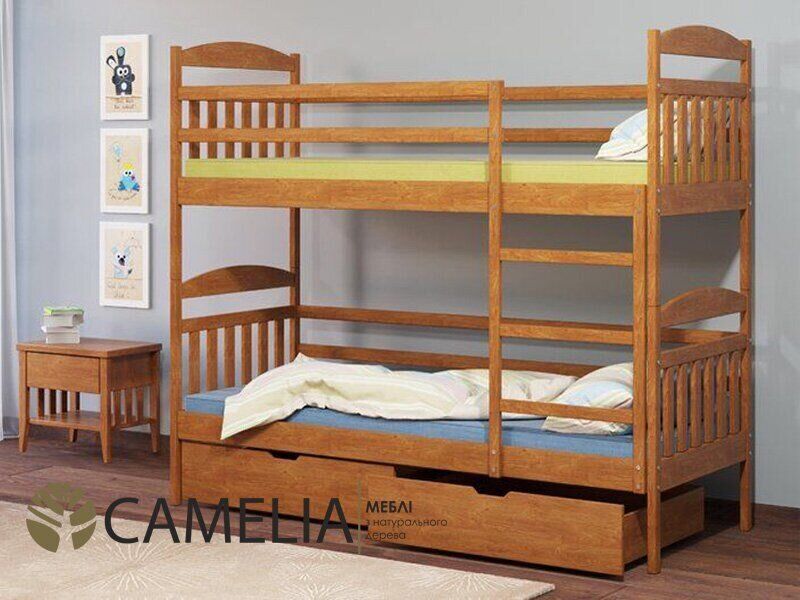 Двох'ярусне ліжко Camelia Алтея 90х200 см бук колір: Білений (олія)