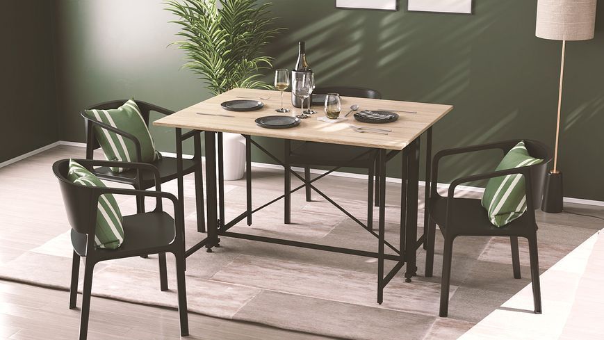 Стол-книжка трансформер Орион 3 Ferrum-decor 750x1150x880 Черный металл ДСП Дуб Сонома 16 мм (ORI304)