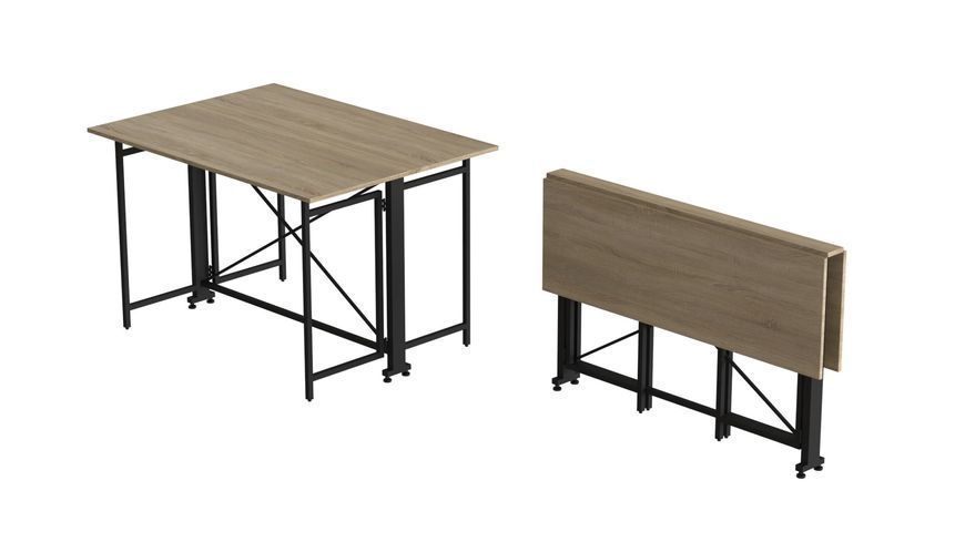 Стол-книжка трансформер Орион 3 Ferrum-decor 750x1150x880 Черный металл ДСП Дуб Сонома 16 мм (ORI304)