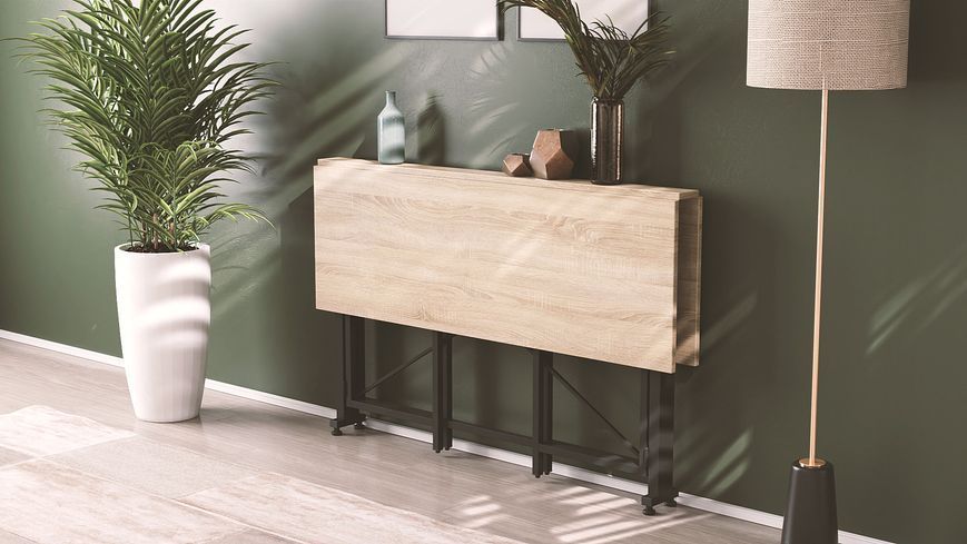Стол-книжка трансформер Орион 3 Ferrum-decor 750x1150x880 Черный металл ДСП Дуб Сонома 16 мм (ORI304)