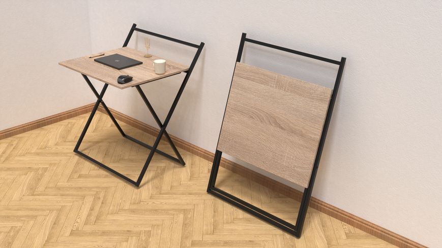 Стіл трансформер Компакт 1 Ferrum-decor 750x790x720 Чорний метал ДСП Дуб Сонома 16 мм (KOM104)
