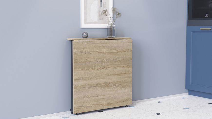Стіл-книжка трансформер Оріон 1 Ferrum-decor 750x810x730 Чорний метал ДСП Дуб Сонома 16 мм (ORI104)