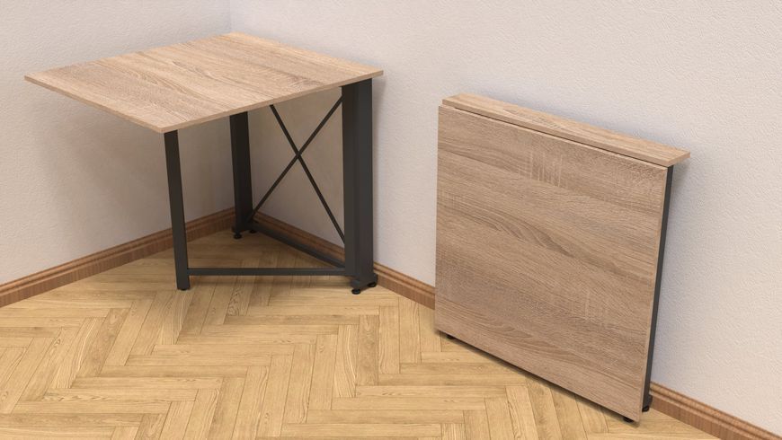 Стіл-книжка трансформер Оріон 1 Ferrum-decor 750x810x730 Чорний метал ДСП Дуб Сонома 16 мм (ORI104)