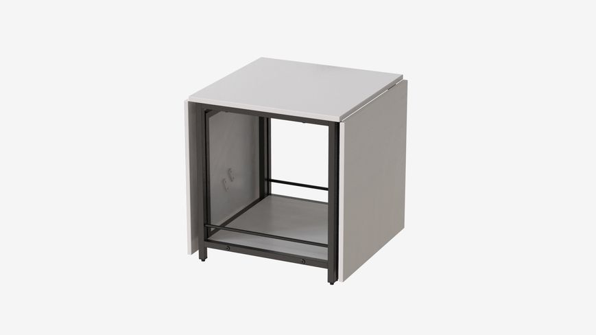 Стол журнальный трансформер Куб Комбо Ferrum-decor 540x532x500 Черный металл ДСП Белый 16 мм (KUB001)