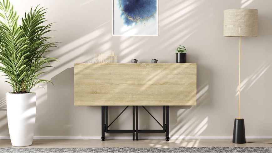 Стол-книжка трансформер Спайдер Ferrum-decor 750x1150x880 Черный металл ДСП Дуб Сонома 16 мм (SPAR004)