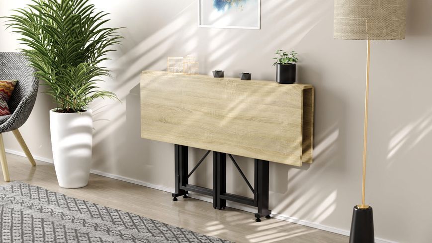 Стол-книжка трансформер Спайдер Ferrum-decor 750x1150x880 Черный металл ДСП Дуб Сонома 16 мм (SPAR004)
