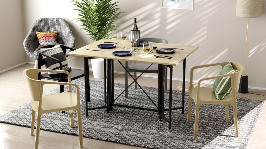 Стол-книжка трансформер Спайдер Ferrum-decor 750x1150x880 Черный металл ДСП Дуб Сонома 16 мм (SPAR004)