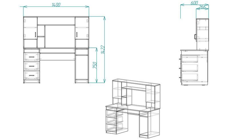 Стіл комп'ютерний Анжело Ferrum-decor 1400x1422x600 ДСП Дуб Сонома 16 мм (STO113)