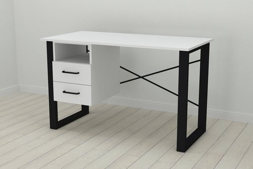 Письмовий стіл з ящиками Ferrum-decor Оскар 750x1200x700 метал Чорний ДСП Біле 16 мм (OSK0043)