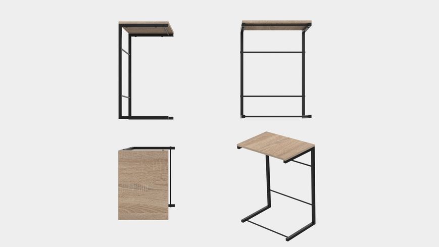 Столик Терри Ferrum-decor 650x440x330 Черный металл ДСП Дуб Сонома 16 мм (TERR004)