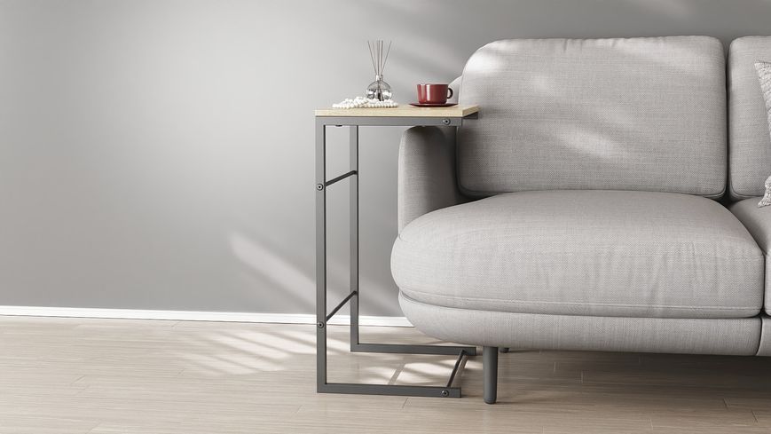 Столик Терри Ferrum-decor 650x440x330 Черный металл ДСП Дуб Сонома 16 мм (TERR004)