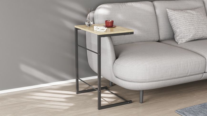 Столик Терри Ferrum-decor 650x440x330 Черный металл ДСП Дуб Сонома 16 мм (TERR004)