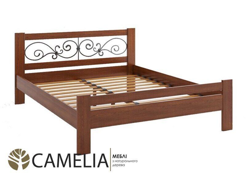 Ліжко полуторне Camelia Жасмін 140х190 см сосна колір: Венге (олія)