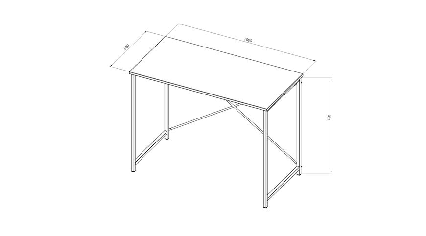 Стол письменный Line Лайт Ferrum-decor 750x1000x500 Черный металл ДСП Белый 16 мм (LINE101)