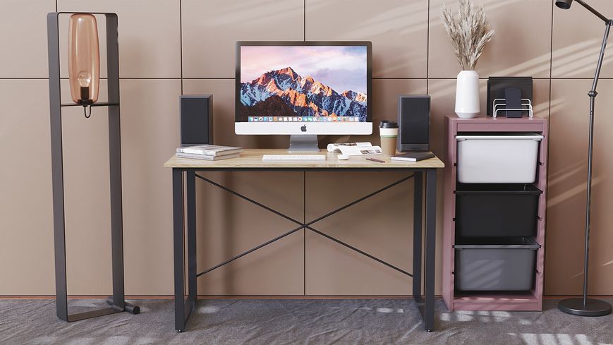 Компьютерный стол Ferrum-decor Дейв 75x100x60 черный ДСП Дуб Сонома 16мм