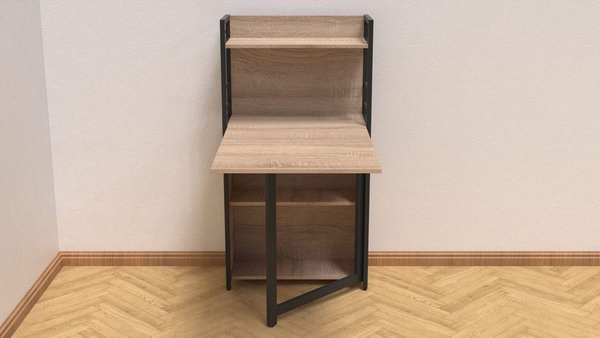 Стіл книжка з етажеркою Практик 1 Ferrum-decor 1200x640x990 Чорний метал ДСП Дуб Сонома 16 мм (PRA104)