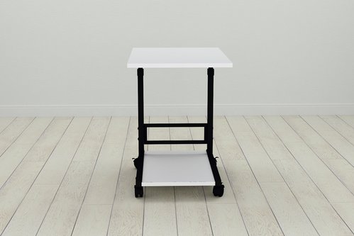Стол приставной Ferrum-decor Френа 62x40x60 металл Черный ДСП Белое 16мм (FRE0001)