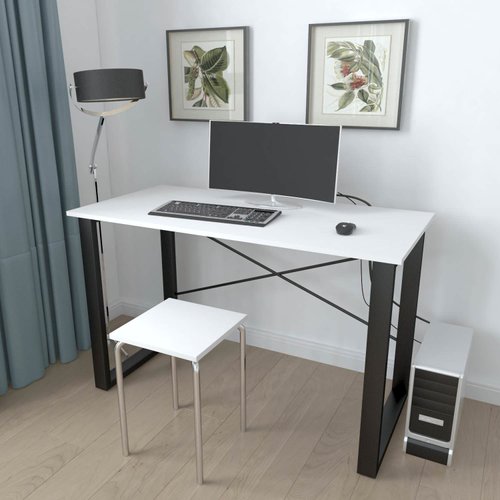 Письменный стол Ferrum-decor Драйв 750x1400x600 Черный металл ДСП Белый 16 мм (DRA043)