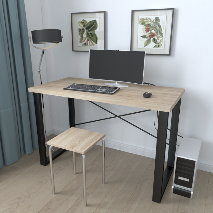Письмовий стіл Ferrum-decor Драйв 750x1000x700 Чорний метал ДСП Дуб Сонома 32 мм (DRA193)