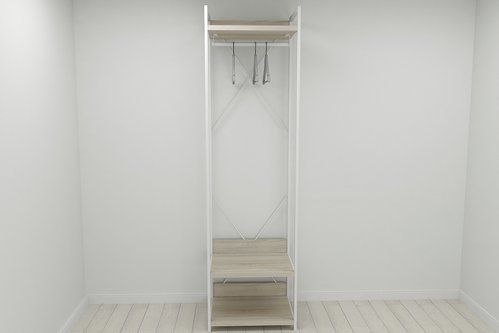 Шкаф Гардероб Уни секция 1 серии Конект Ferrum-decor 220x60x50см Белый металл ДСП Дуб Сонома 32 мм (SHG018)