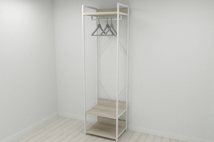 Шафа Гардероб Уні секція 1 серії Конект Ferrum-decor 220x60x50см Білий метал ДСП Дуб Сонома 32 мм (SHG018)