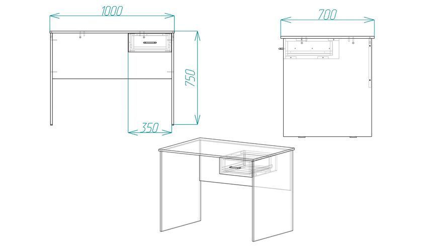 Стол компьютерный Бад Ferrum-decor 750x1000x700 ДСП Дуб Сонома 16 мм (ST325)